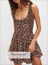 Floral Scoop Neck Mini Dress with Ruffle Hem Sun-Imperial United States