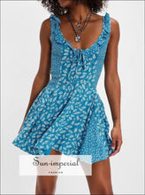 Floral Scoop Neck Mini Dress with Ruffle Hem Sun-Imperial United States