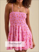 Floral Smocked Tiered Mini Cami Dress Sun-Imperial United States