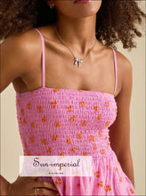 Floral Smocked Tiered Mini Cami Dress Sun-Imperial United States