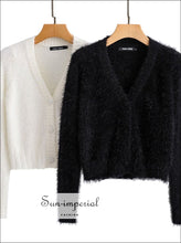 Fluffy Buttoned Ribbed Cropped Cardigan - Sun Imperial (photo 1)