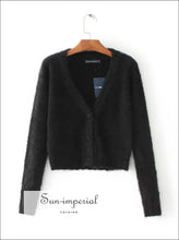 Fluffy Buttoned Ribbed Cropped Cardigan - Sun Imperial (photo 2)