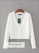 Fluffy Buttoned Ribbed Cropped Cardigan - Sun Imperial (photo 4)