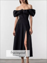 Full Size Slit Short Sleeve Midi Dress Plus Sun-Imperial United States