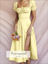 Full Size Slit Short Sleeve Midi Dress Plus Sun-Imperial United States