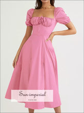 Full Size Slit Short Sleeve Midi Dress Plus Sun-Imperial United States