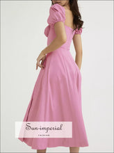 Full Size Slit Short Sleeve Midi Dress Plus Sun-Imperial United States