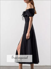 Full Size Slit Short Sleeve Midi Dress Plus Sun-Imperial United States