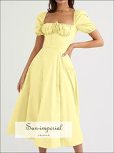 Full Size Slit Short Sleeve Midi Dress Plus Sun-Imperial United States