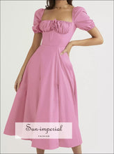 Full Size Slit Short Sleeve Midi Dress Plus Sun-Imperial United States