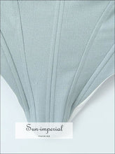 Gray and White Corset-style Strapless Crop Top bodycon top, boutique crop contrast panel corset fitted top Sun-Imperial United States