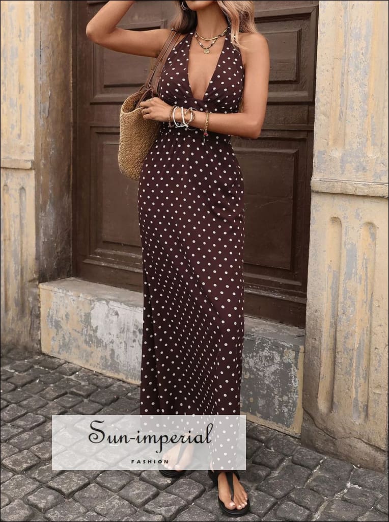 halter neck polka dot dress Sun-imperial How to Make the NO GARMENT FIT Size:mom L while the cowl back