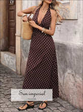Halter Neck Polka Dot Maxi Dress Sun-Imperial United States
