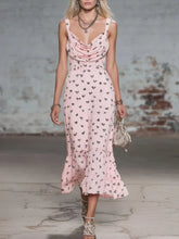 Heart Print Cowl Neck Midi Dress - Sun Imperial (photo 1)