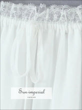 Hite Lace Semi-sheer Bow Laced A-line Midi Skirt – Holiday & Boho Style a-line skirt, boho elastic waist holiday lace skirt Sun-Imperial