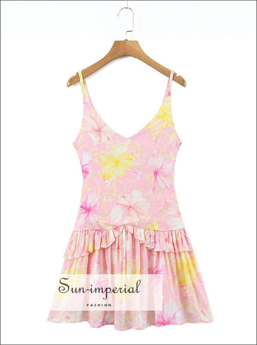 Sun-imperial - blossom dress - floral dress lace slash neck flare