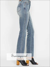 Blue Bootcut Jeans with Embroidered Back Pockets - Plus Sizes Available Denim, Jeans, Boutique Comfortable curve friendly jeans