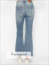 Blue Bootcut Jeans with Embroidered Back Pockets - Plus Sizes Available Denim, Jeans, Boutique Comfortable curve friendly jeans