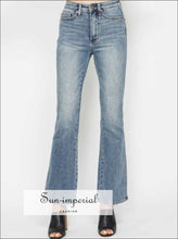 Blue Bootcut Jeans with Embroidered Back Pockets - Plus Sizes Available Denim, Jeans, Boutique Comfortable curve friendly jeans