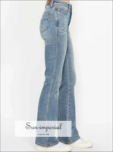 Blue Bootcut Jeans with Embroidered Back Pockets - Plus Sizes Available Denim, Jeans, Boutique Comfortable curve friendly jeans