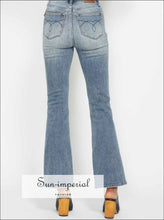 Blue Bootcut Jeans with Embroidered Back Pockets - Plus Sizes Available Denim, Jeans, Boutique Comfortable curve friendly jeans