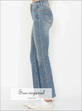 Blue Bootcut Jeans with Embroidered Back Pockets - Plus Sizes Available Denim, Jeans, Boutique Comfortable curve friendly jeans