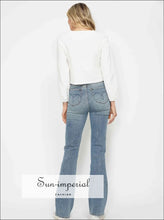 Blue Bootcut Jeans with Embroidered Back Pockets - Plus Sizes Available Denim, Jeans, Boutique Comfortable curve friendly jeans