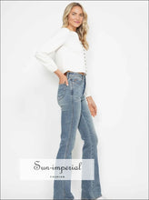 Blue Bootcut Jeans with Embroidered Back Pockets - Plus Sizes Available Denim, Jeans, Boutique Comfortable curve friendly jeans