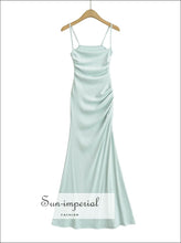 Knitted Cotton Sling Mermaid Maxi Dress with Ruched Waist bodycon maxi dress, boutique women cotton mermaid everyday fishtail dress