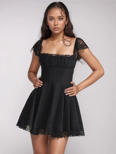 Lace Square Neck Cap Sleeve Mini Dress - Sun Imperial (photo 5)