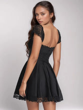Lace Square Neck Cap Sleeve Mini Dress - Sun Imperial (photo 7)