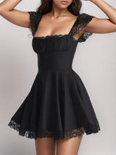 Lace Square Neck Cap Sleeve Mini Dress - Sun Imperial (photo 9)