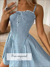 Lace Up Denim Cami Dress Sun-Imperial United States