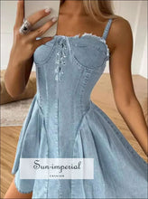 Lace Up Denim Cami Dress Sun-Imperial United States