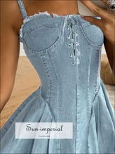 Lace Up Denim Cami Dress Sun-Imperial United States