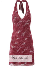 Leopard Mesh Halter Mini Dress with Tie Bow animal print dress, backless mini halter dress women, leopard mesh Sun-Imperial United States