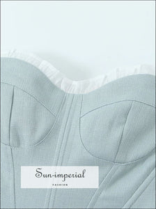 Light Gray Corset Top With White Lace Detail Sun - Imperial United States