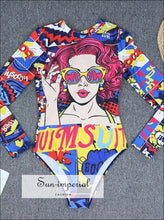 Women’s One-piece Surf Swimsuit – White Floral Long Sleeve Deep v one Piece active swimwear women, backless swimsuit beach swim suit long