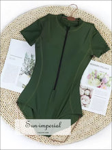 Women’s One-piece Surf Swimsuit – White Floral Long Sleeve Deep v one Piece active swimwear women, backless swimsuit beach swim suit long