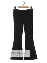 Low Waist Cross Bow Flare Pants for Women Stretch Slim Fit bell bottom pants, casual women everyday flare pants women, low waist