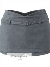 Low Waist Mini Skirt with Belt and Built-in Shorts built in shorts skirt, casual skirt women, everyday fitted mini low waist Sun-Imperial