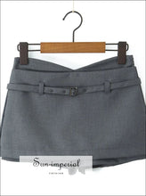 Low Waist Mini Skirt with Belt and Built-in Shorts built in shorts skirt, casual skirt women, everyday fitted mini low waist Sun-Imperial