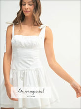 Shoulder Tie Corset Panel Mini Dress Ship from USA, Sun-Imperial United States