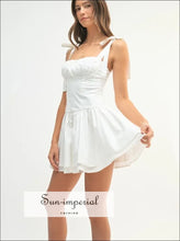 Shoulder Tie Corset Panel Mini Dress Ship from USA, Sun-Imperial United States