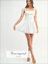 Shoulder Tie Corset Panel Mini Dress Ship from USA, Sun-Imperial United States