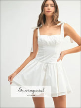 Shoulder Tie Corset Panel Mini Dress Ship from USA, Sun-Imperial United States
