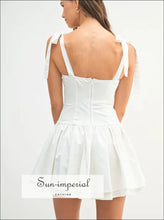 Shoulder Tie Corset Panel Mini Dress Ship from USA, Sun-Imperial United States