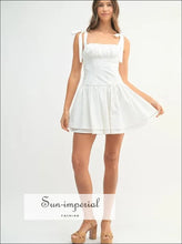 Shoulder Tie Corset Panel Mini Dress Ship from USA, Sun-Imperial United States