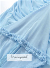 Mesh Sling Mini Dress with Ruffle Hem and Ruched Waist evening mini dress, mesh party dress women, ruched waist ruffle hem Sun-Imperial