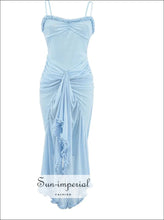 Mesh Sling Mini Dress with Ruffle Hem and Ruched Waist evening mini dress, mesh party dress women, ruched waist ruffle hem Sun-Imperial